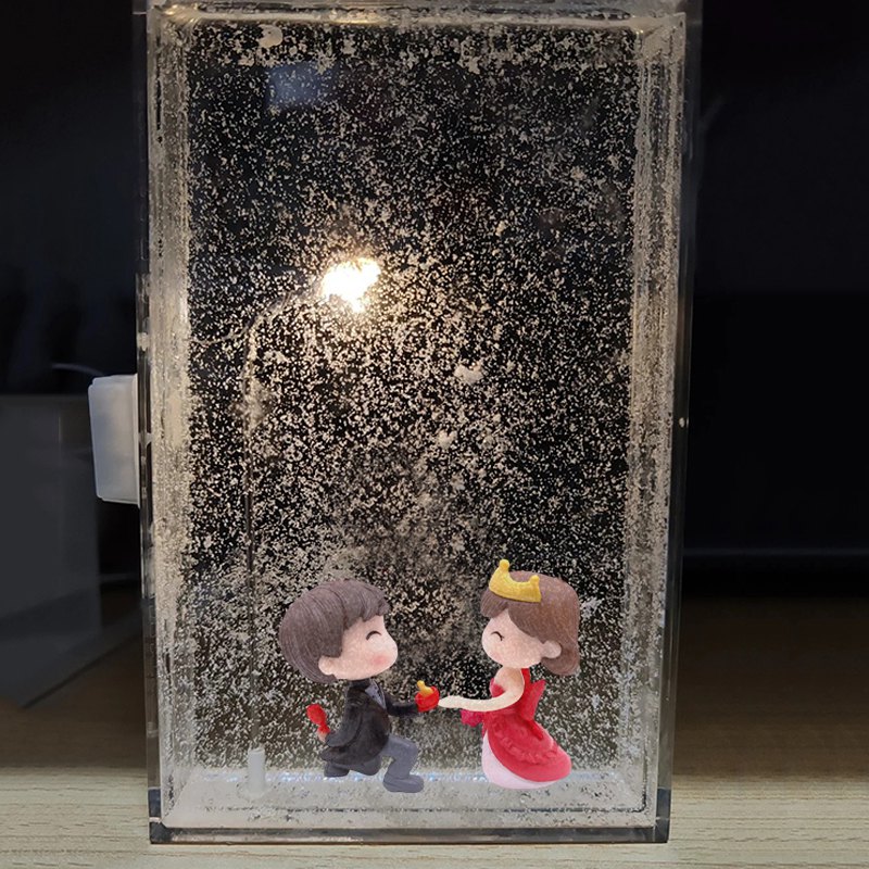 Escena de nieve, farola, noche nevada, luz nocturna que fluye, paquete de Material artesanal, marco de fotos hecho a mano, decoración de escritorio, de cumpleaños