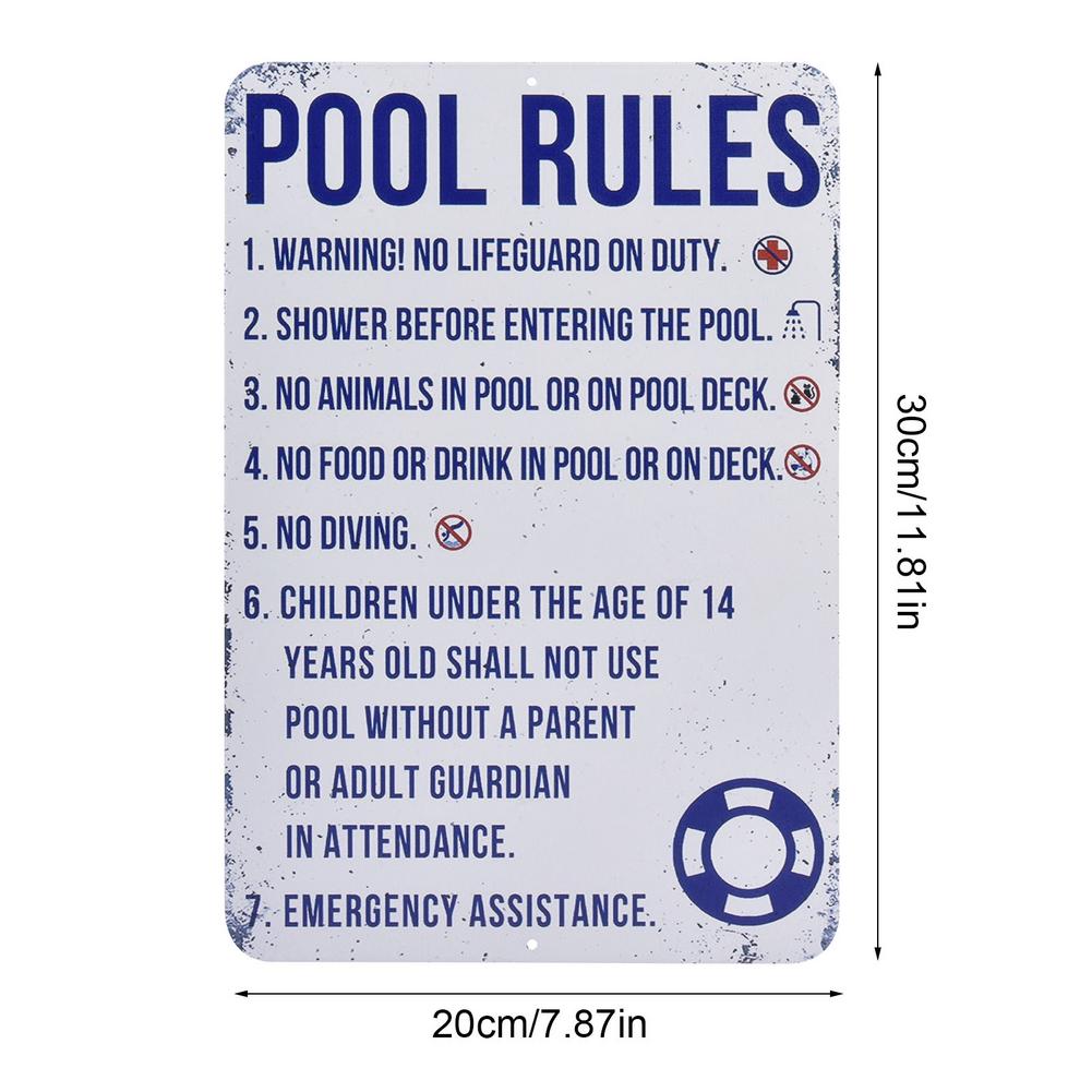 30*20cm Aluminum Alloy Swimming Pool Decoration Sign Warning Rules Sign Outdoor Summer Decoration Pendant Accessories Supplies: C