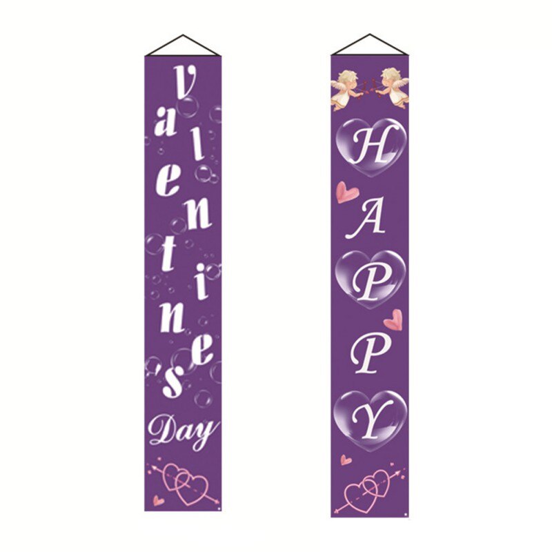 2PCS Door Porch Sign Valentines Day Decorations Pink Banners Hanging Love Heart Streamers Wall Decor Party Supply Valentines Day: A6