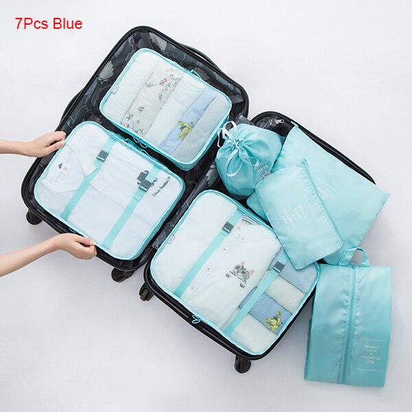 Mihawk Travel Bags Sets Waterproof Packing Cube Portable Clothing Sorting Organizer Luggage Tote System Durable Tidy Pouch Stuff