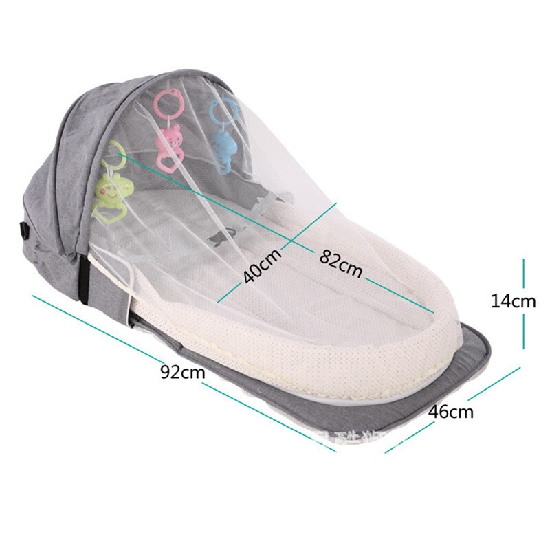 0-24M Baby Crib Portable Foldable Baby Bed with Bed Net Multipurpose Mummy Bag Pink/Red/Green/Blue/Gray