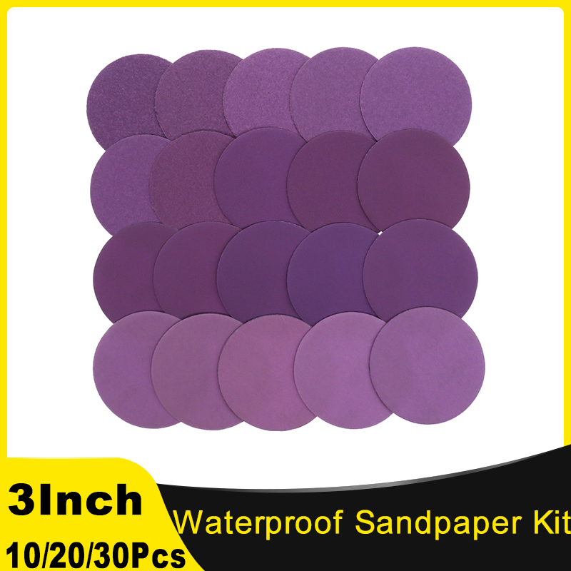 3 Inch Purple Sandpaper Kit 60-10000 Grits Hook & Loop Aluminum Oxide Sand Paper Wet Dry Polish for Wood Metal