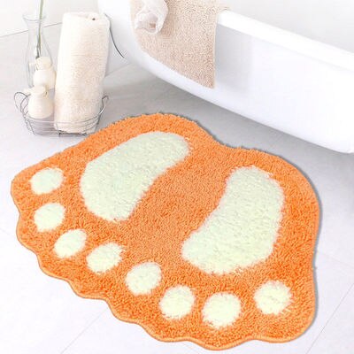 Foot Print Bath Mats,Non-slip Bathroom Carpet,Mat Toilet Memory Foam Bathroom Rug Bath Pad Carpets,Microfiber Mini Mats 40*60cm: Orange