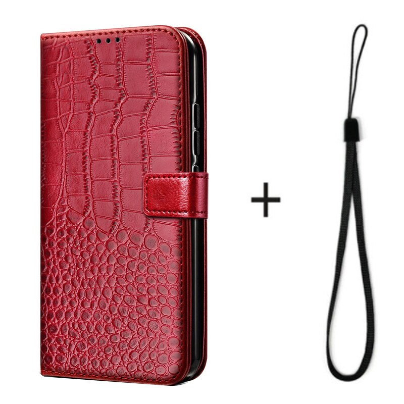 Flip Case for Alcatel 1C 5003D phone holster Wallet Leather Cases Card Slots: 6Red-