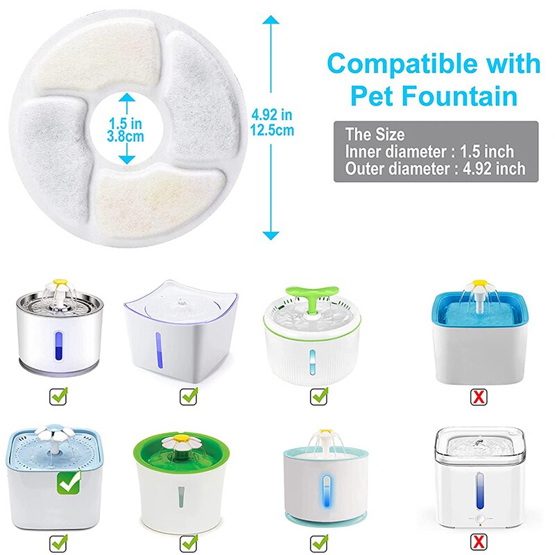4/6/8/12pcs Pet Fountain Dispenser Filters Replacement Activated Carbon Filter Pet Cat Dog Water Drinking Filter Pet Supplies