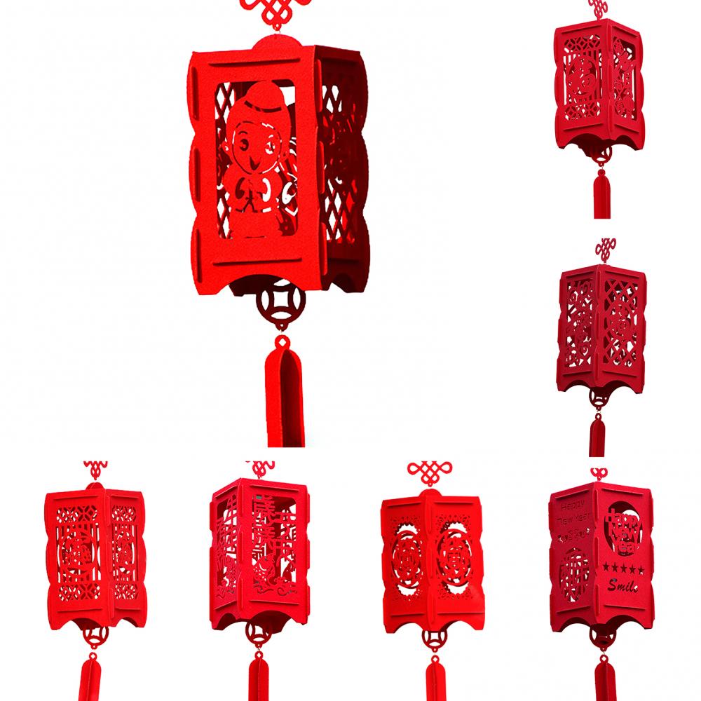 Chinese Year Square Palace Lantern Hollow Inlaid Spring Festival Decoration Red Lanterns Home Living Room Home Decoration