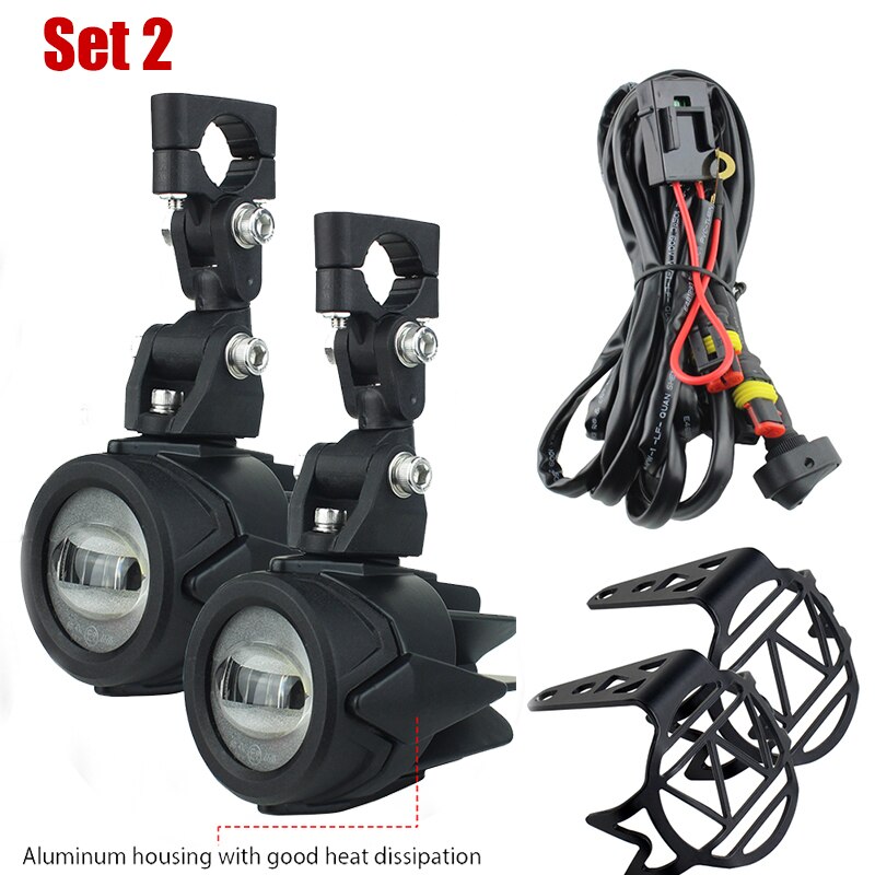 Motocycle Fog Lights For BMW Motorcycle LED Auxiliary Fog Light Driving Lamp For BMW R1200GS/ADV K1600 R1200GS R1100GS: set 2 no  relay