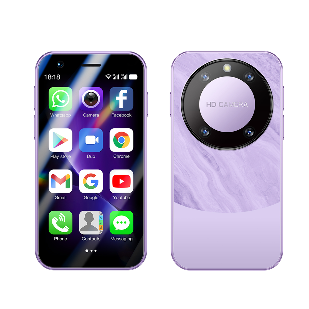 Smartphone SOYES F8 Pro Max Mini Android 8.1 - 3,0 polegadas | 2 GB + 16 GB | SIM Dupla 3G | Google Play | Mini smartphone compacto: ROXO