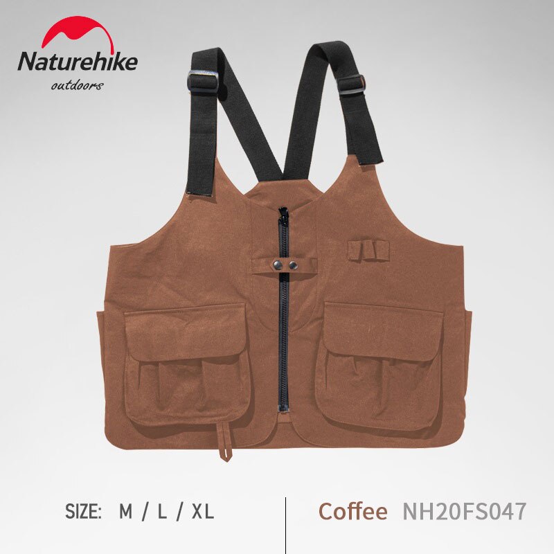 Naturehike-Chaleco funcional de para mujer y hombre, chaqueta de ocio portátil para exteriores con múltiples bolsillos, para trabajo de jardinería y Camping: Coffee / XL