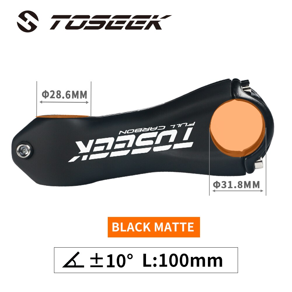 Toseek Stuurpen Stuur 31.8Mm Full Carbon Fiber Fietsen Mtb Road Fiets Stuurpen Mountain Hoek 10 Graden 80/90/100/110Mm: black - 100mm