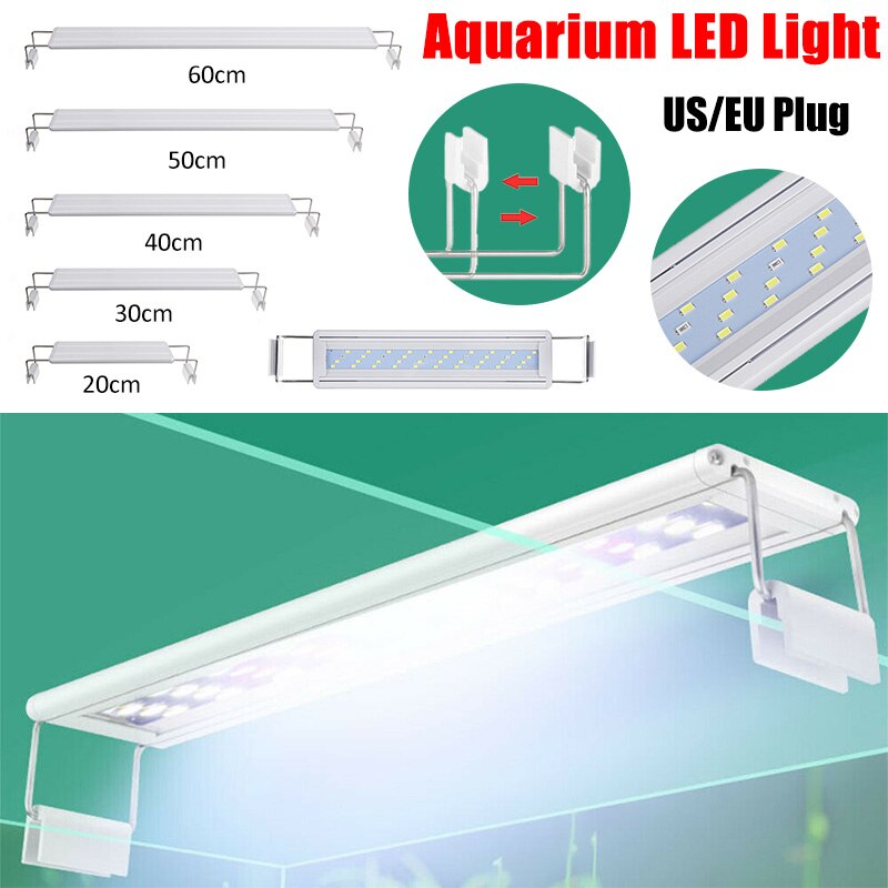 Fish Tank Lamp LED Fish Tank Light Hood Aquarium Led Light Aquarium Lighting with Extendable Brackets for 20-80CM Fish Tank