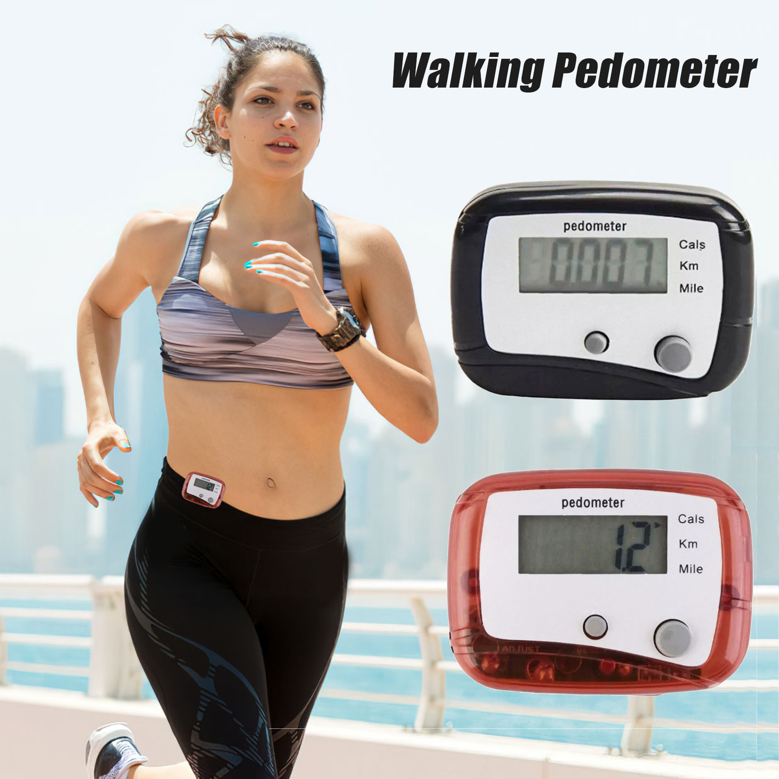 Compteur de calories de marche, affichage numérique LCD, Distance de marche, podomètre Miles/Km, compteur de pas léger avec Clip