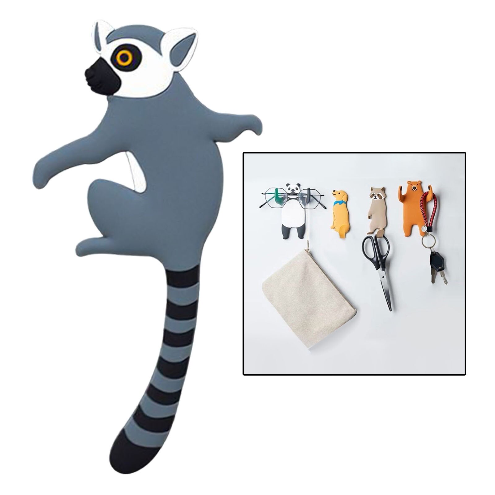 Dier Zelfklevende Haak Zelfklevende Sleutel Haken Hoed Haken Muur Haak Benodigdheden: Tail Raccoon
