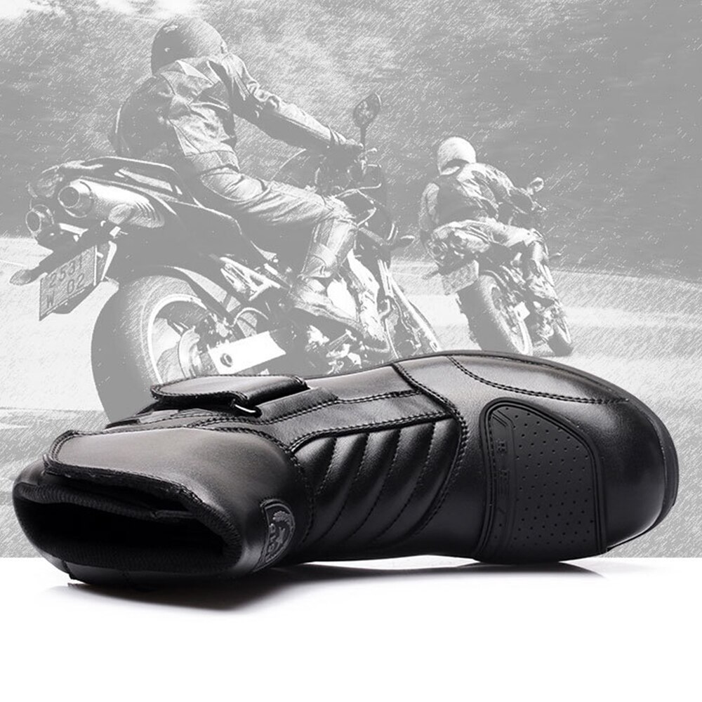 Mj Moto Motorlaarzen Mannen Motorcross Schoenen Mid Lange Pu Leer Zwart Chopper Touring Schoenen Retro Biker rijden