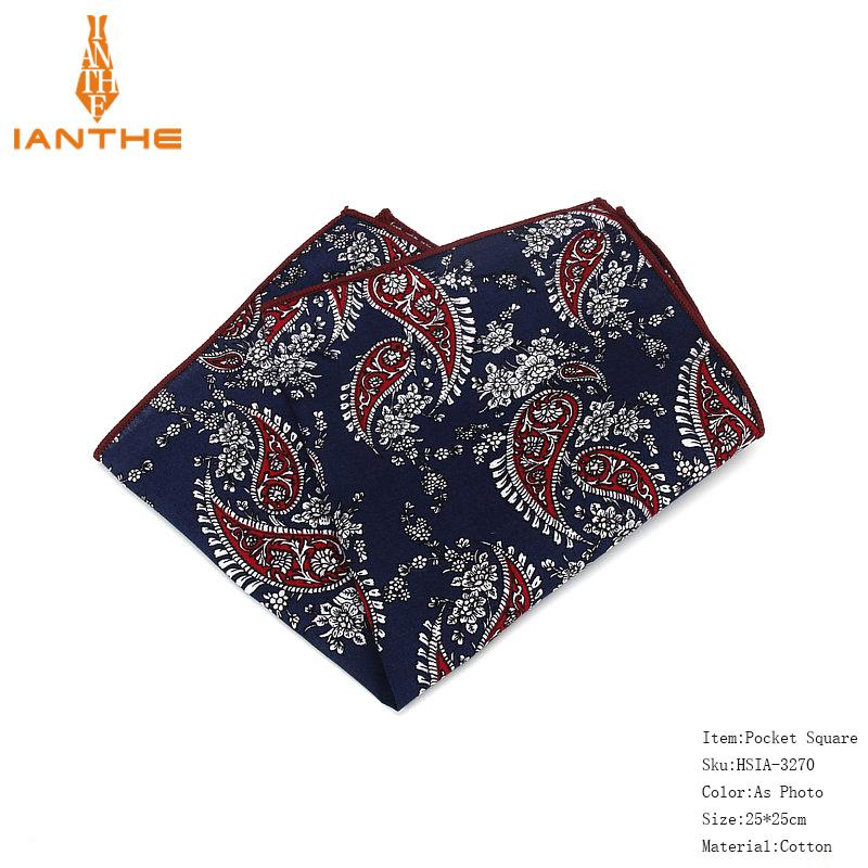 Brand Style Hankerchief Scarves Vintage Cotton Pocket Hankies Men's Pocket Square Handkerchief Flower Paisley Hanky: IA3270