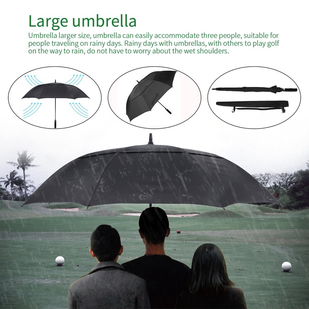 Extra Large Umbrella Injection Technics Fiberglass Golf Umbrella Shaft Double-canopy Windproof Waterproof Automatic Open