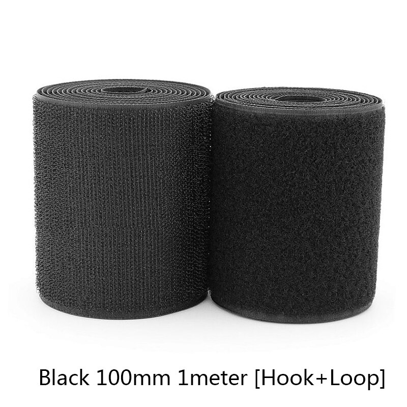 1M Strong Velcros Adhesive Hook Loop Fastener Tape Strip Nylon Sticker Velcro for Sewing DIY No Glue 16/20/25/30/38/50/100/150mm: black-100mm-1meter