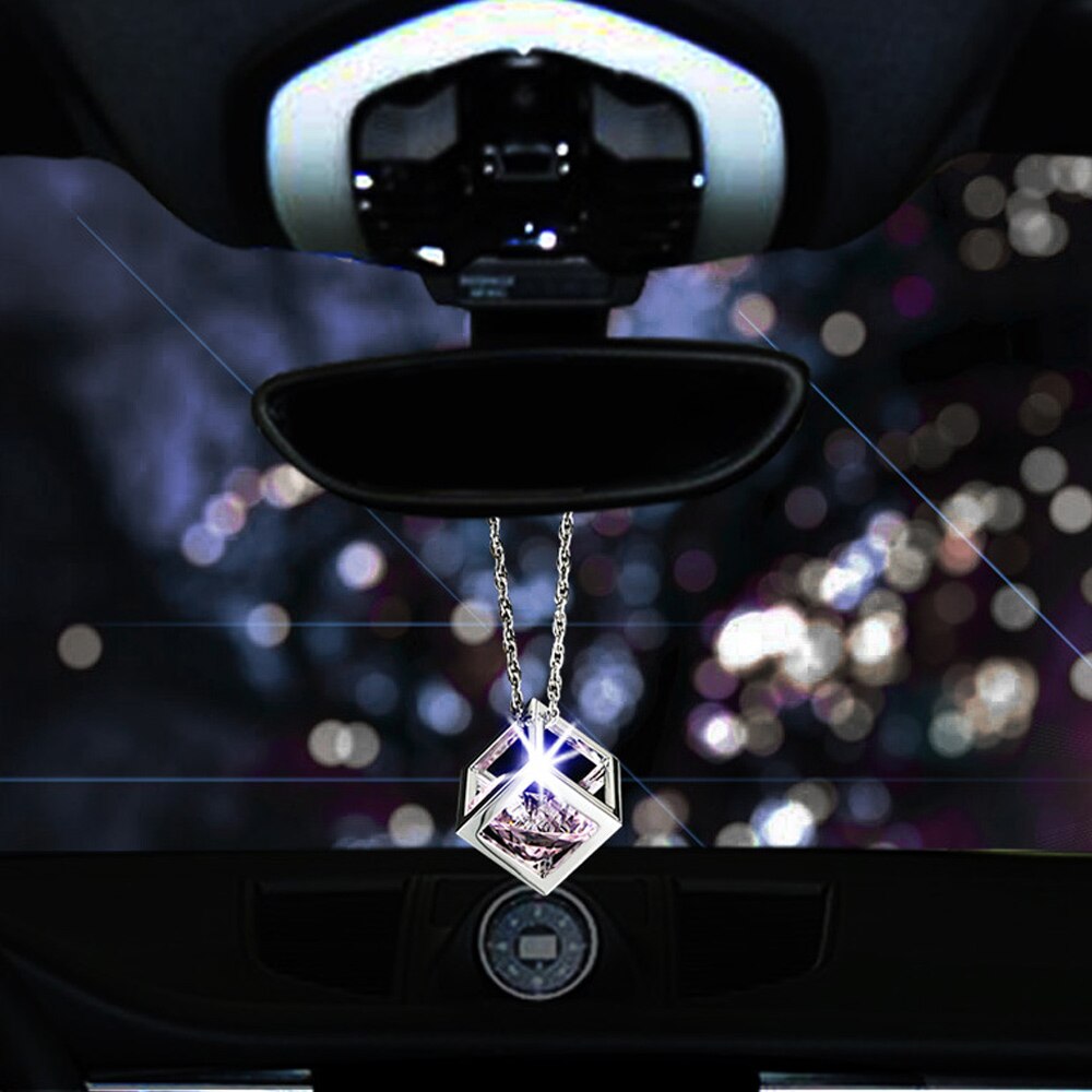 1 stk bil vedhæng krystaller terning bil charme bakspejl dekoration bil ornamenter hængende indvendigt affjedring