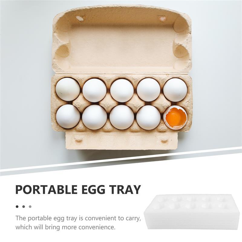 6 Sets Egg 10 Grids Foam Sound Proofing Egg Crate Foam Egg Holder Quail White Cartons Box Egg Storage Wrapping Tray