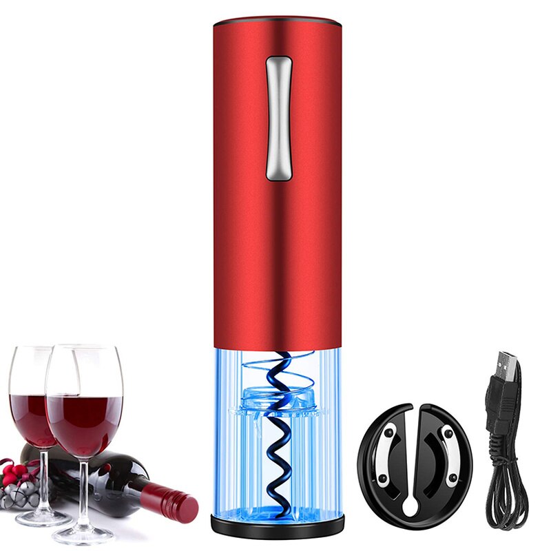 Automatische Draadloze Flesopener Usb Oplaadbare Rvs Elektrische Rode Wijn Opener Foliesnijder Kit Keuken Accessoires