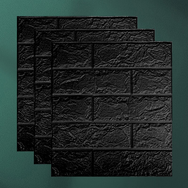 15/30pcs 3D Brick Wall Sticker Self-Adhesive DIY Waterproof Foam Wallpaper For Room Kitchen Roof Ceiling Background Wall Decals: black / 35x38.5cmx15pcs