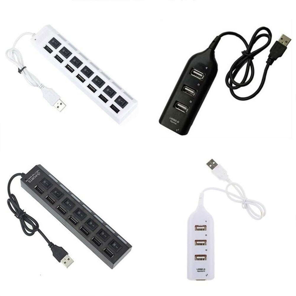 7 Poorten Usb Hub Led Usb 2.0 Adapter Hub High Speed Multi-Poort Socket Ingeschakeld/Uit Schakelaar opladen Poort Splitter Voor Pc Laptop