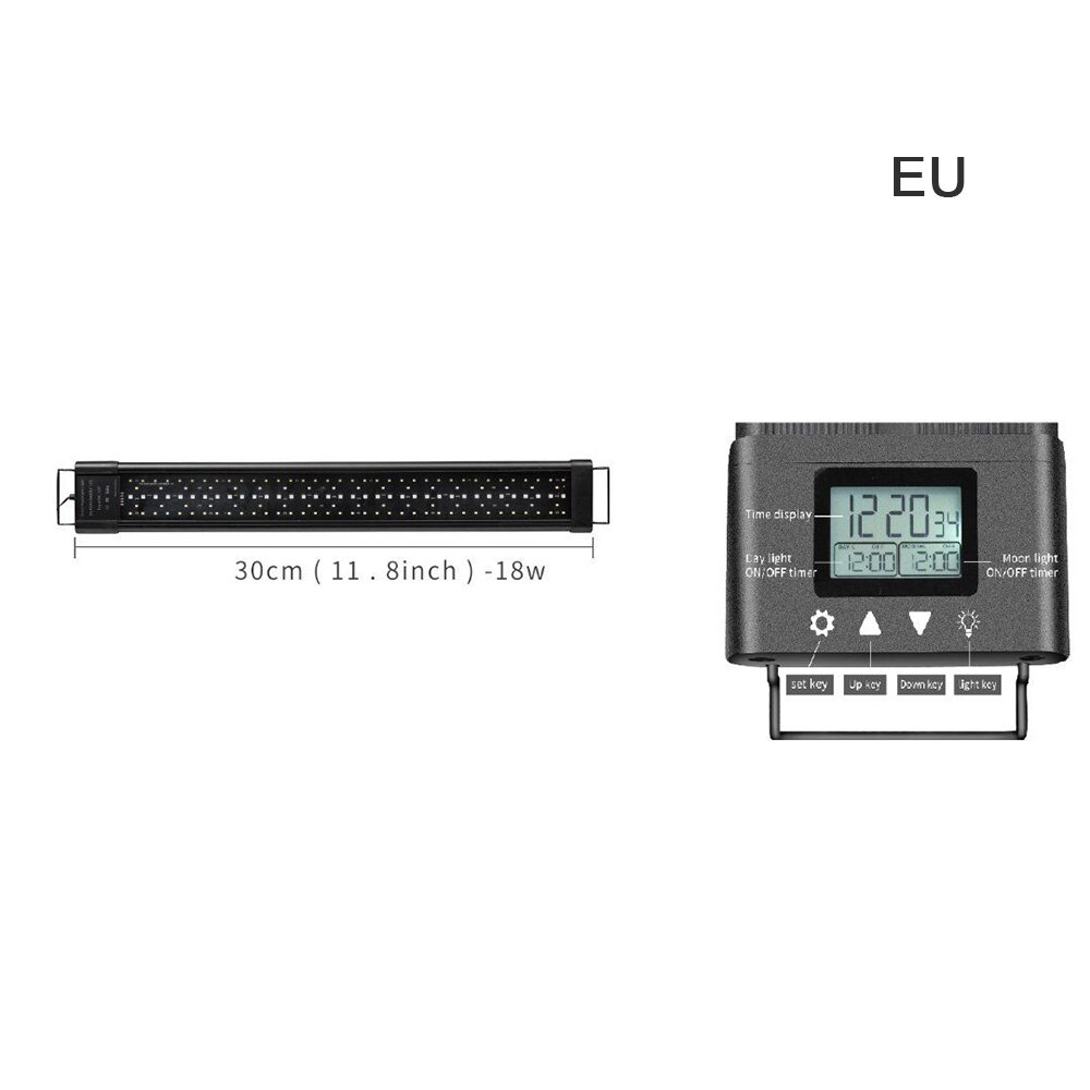 Led Volledige Spectrum Aquarium Licht Met Aluminium Shell Uitschuifbare Beugels Externe Controller Voor Zoetwater Aquarium: 30CM eu