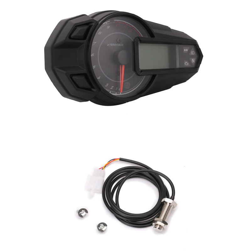 Sensor velocímetro para motocicleta, velocímetro con retroiluminación LED, odómetro, tacómetro, Kmh, MUniversal, 12000RPH, novedad de: With sensor 1