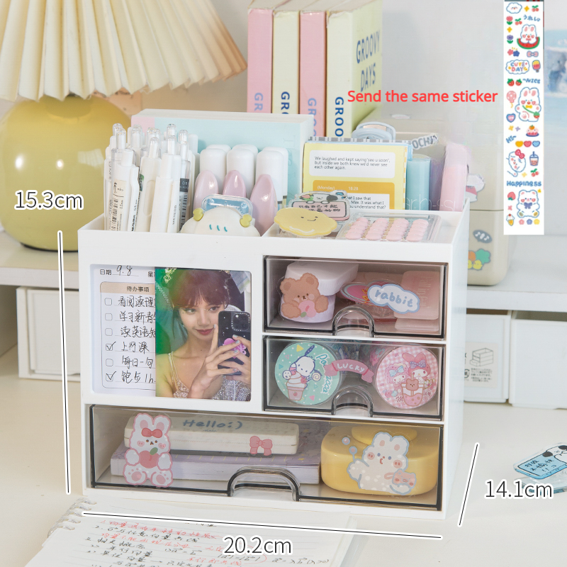 MELStorage-Boîte de Rangement de Bureau Transparente, Porte-Stylo Multifonction T1, pour Étudiant: Default Title
