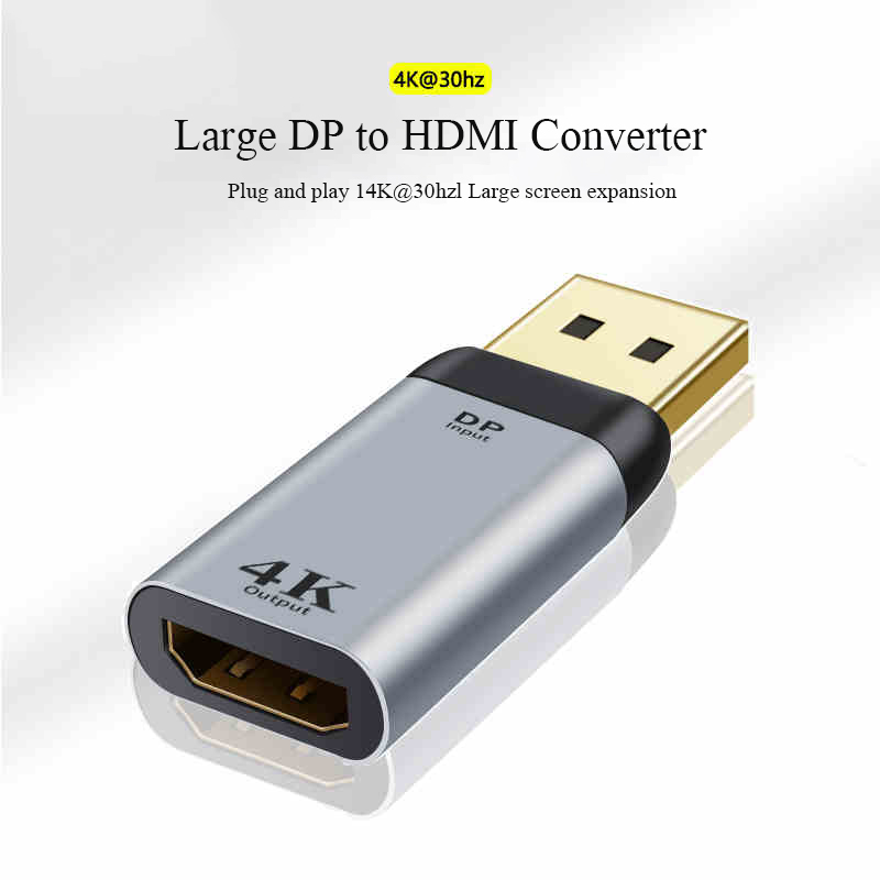 Dp till hdmi-adapter displayport-gränssnitt high-definition-anslutningskabel stationär dator värdgrafikkortskonverterare 4k 60hz: Brun