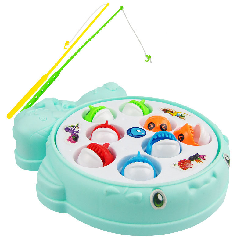 Electric Educational Childhood Toy Rotating Music Fishing Plate Toy Early Education Interactive Game Toys Set Classic Kids