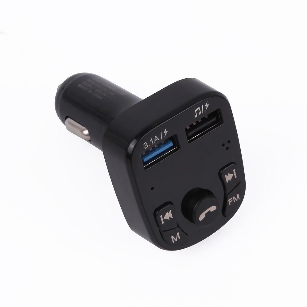 Auto-freisprecheinrichtung mit 5.0 fm sendern, bluetooth-kompatibel,  mp3 modulatoren, freisprech-audioempfängern und 2 usb-schnellladegeräten: Default Title