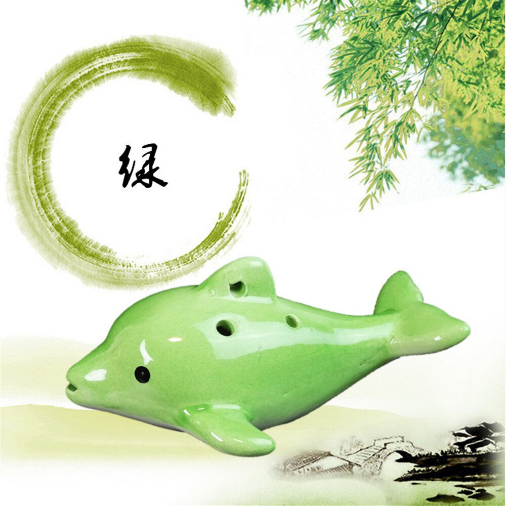 Ocarina 6 Hole Musical Instrument Dolphin Ocarina Ornaments Children Musical Instrument: Green