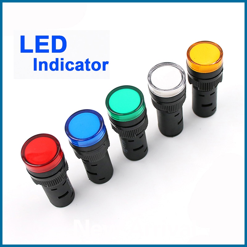 1pcs LED Indicator Light 12V 24V 110V 220V 16mm Panel Mount LED Power Indicator Pilot Signal Light Lamp Night Light