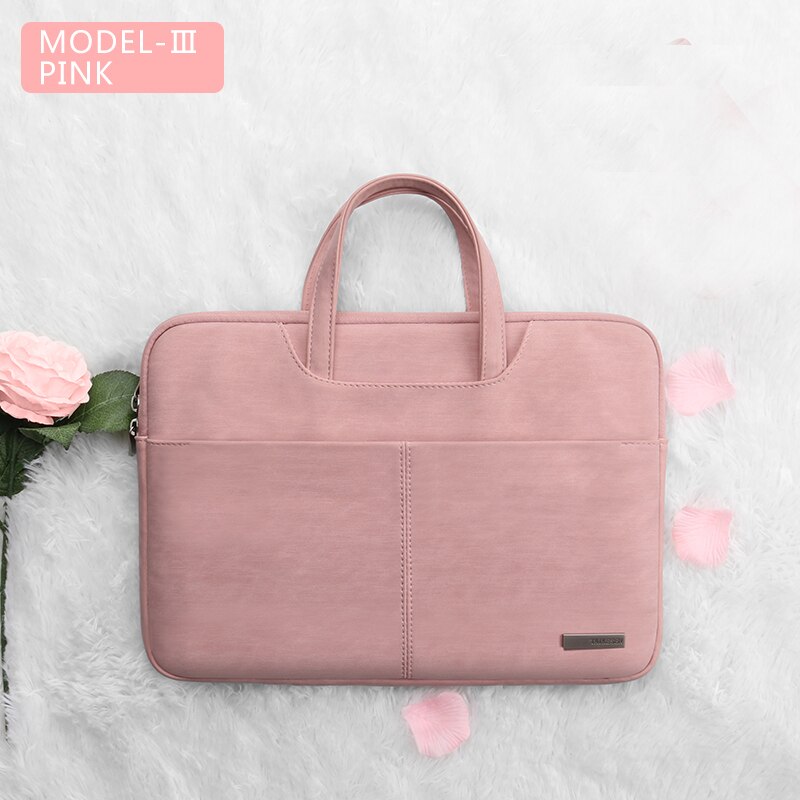 Laptop Tasche 13,3 15,6 14 zoll Wasserdichte Notebook Tasche Für Macbook Fall M1 Air Pro 13 15 Huawei Schulter handtasche Aktentasche: PINK 3