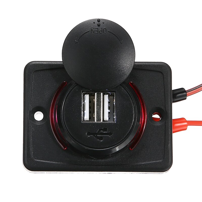 12 V Dual USB Car Charger Socket Outlet For Mobile Cell Phone Fast Charging Panel Mount Power Socket Charging Adapter
