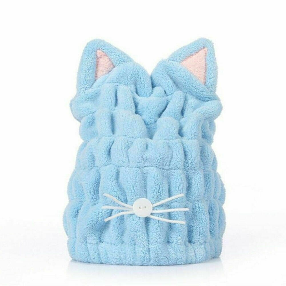 Niedliche Magie Schnelltrocknendes Haartuch Mütze Wickelhut Turban Duschbad DE: Blue