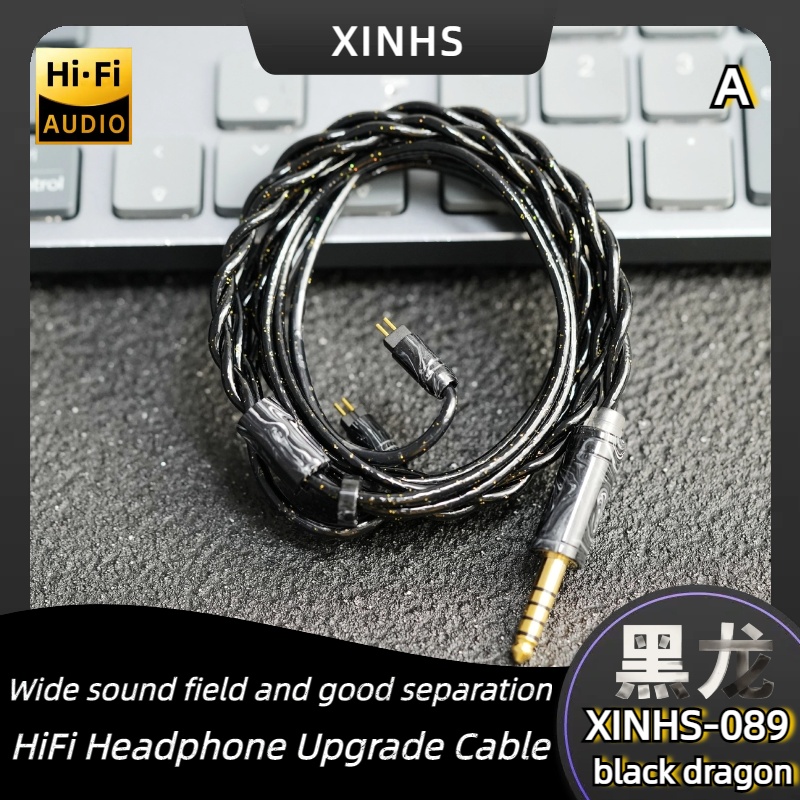 XINHS 089 Black Dragon 5 Elements-Cable de actualización de auriculares HiFi, 0,78mm, 2 pines, 4,4/3,5, Cable equilibrado para Kinera PULA SeeAudio