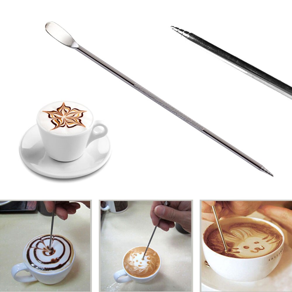 1pcs Barista Cappuccino Espresso Koffie Decorating Latte Art Pen Sabotage Naald Creatieve Fancy Koffie stok gereedschappen