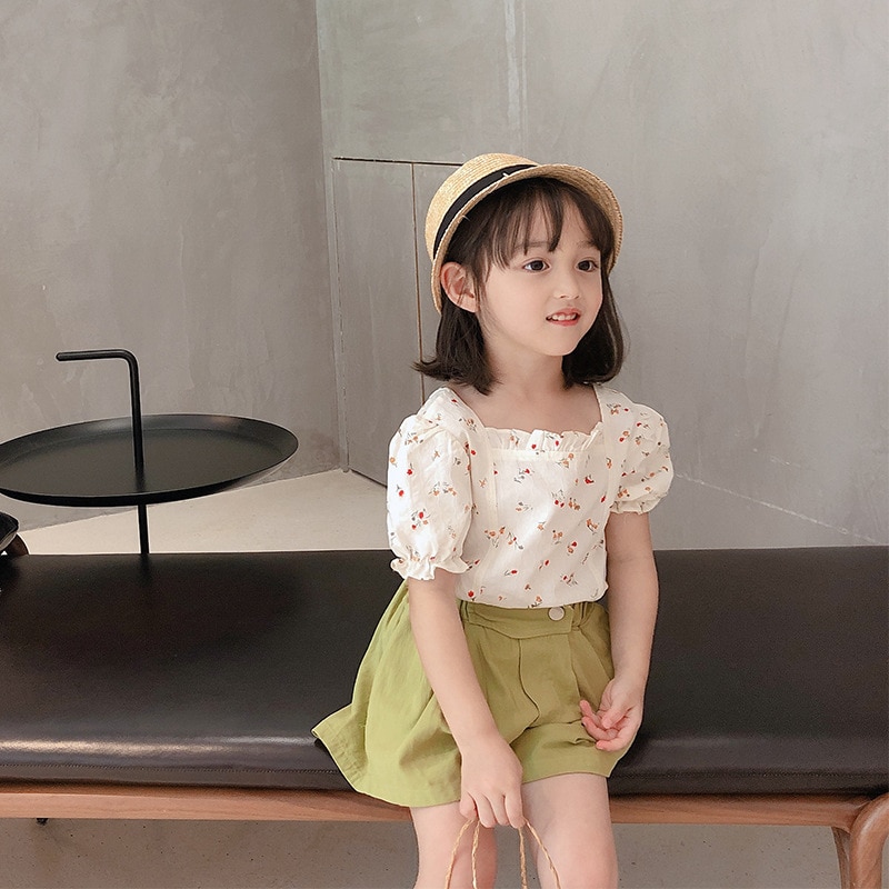 Nueva camisa Floral para niñas, camiseta roja de manga corta para bebé, Camisa de algodón de verano a la para niños: 7 años