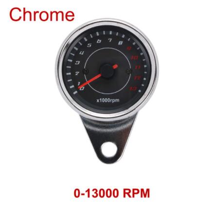 Motorcycle Tachometer Meter Tachometer Gauge Universal Motorbike LED Backlight Rev Counter 0-13000 RPM: Chrome 0-3000RPM