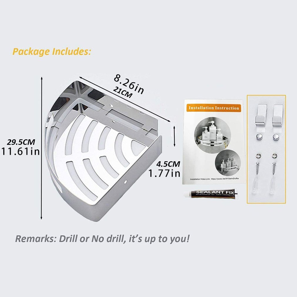 Hoekdouche plank 304 roestvrijstalen badkamerrek multifunctioneel wandgemonteerd hoekrek dik rek