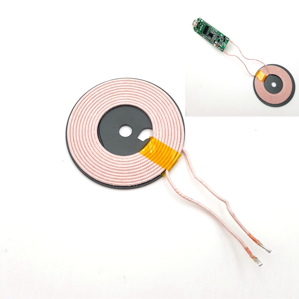1 PCS 45 MM Circulaire 10 Turn Spoel Inductie Spoel met DIY Draadloze Oplader Zenden Terminal Modulaire QI Standaard