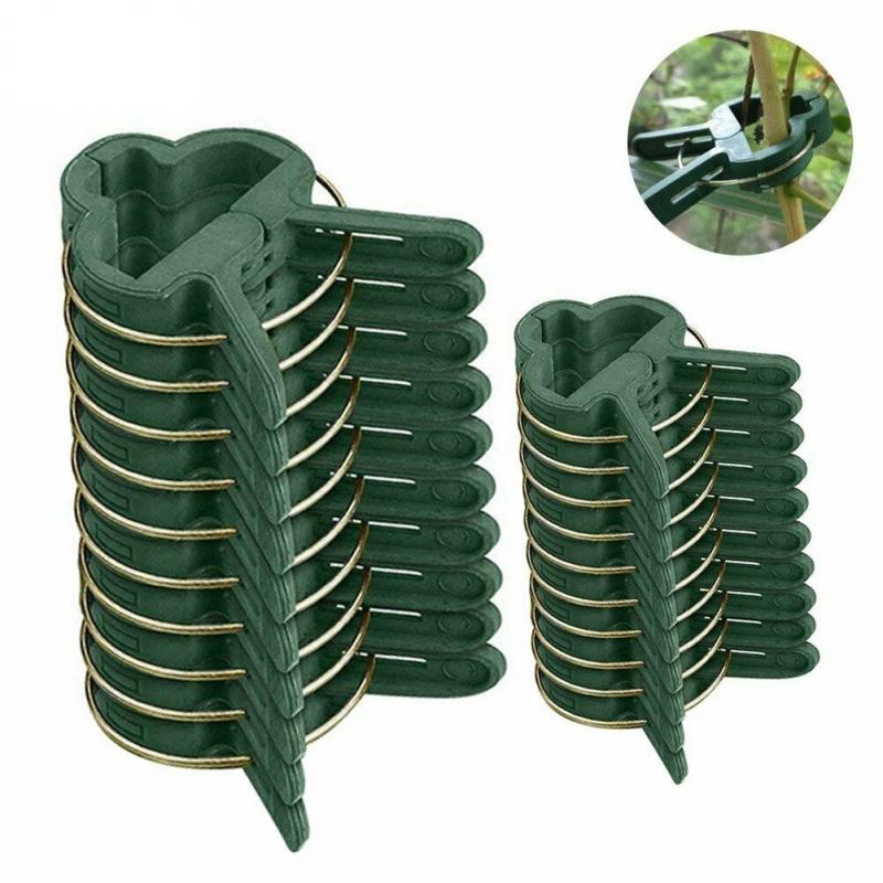 20Pcs Spring-Loaded Fastener Greenhouse Bracket Pole Fixed Clamp Plants Seedling Stem Support Grafting Stakes Connector Clip