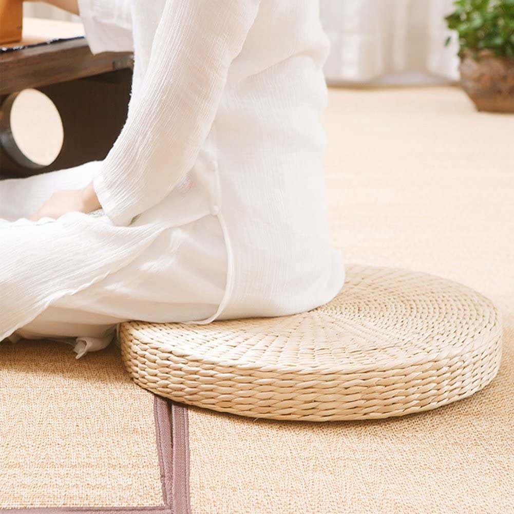 Tatami Futon Meditation Cushion 40cm Round Yoga Circle Corn Husk Straw Braid Mat Japanese Style Cushion With Silk Wadding