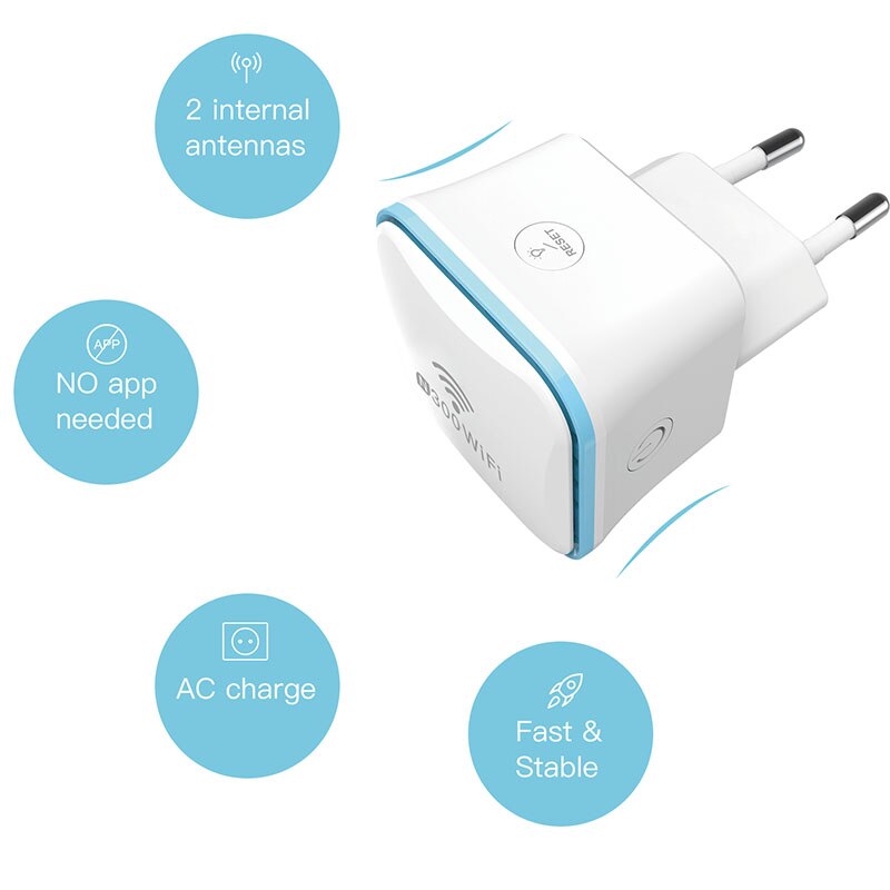 WiFi Range Extender, 300Mbps Wireless Repeater, WiFi Signal Booster, 2.4GHz, EU Plug Type Meross MRE120