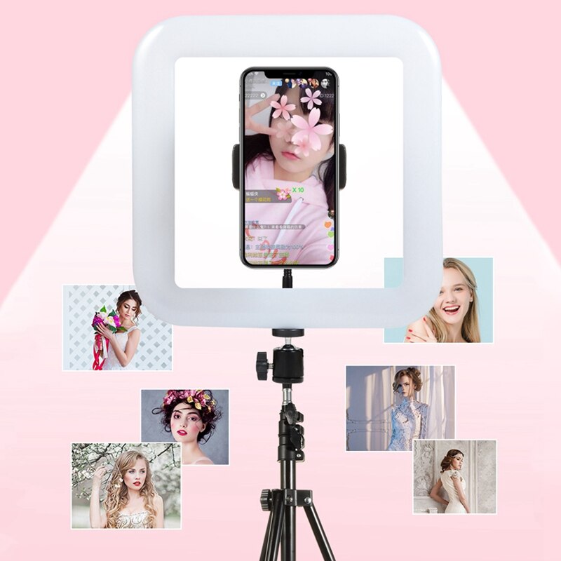 Square Photography Light 168 LED 34W Dimmable Brightness USB Selfie Light for Photography/Camera/Live