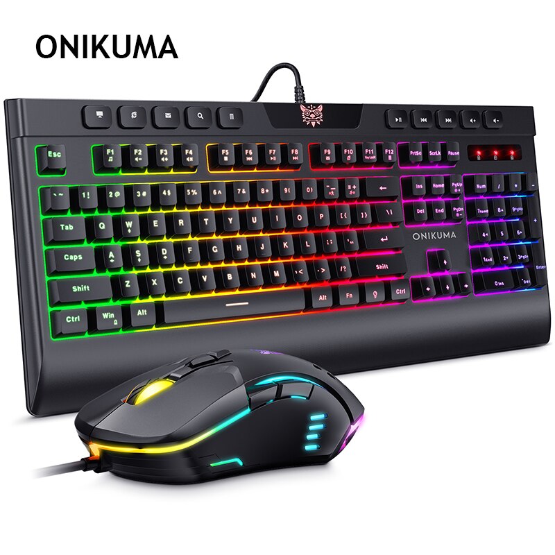 ONIKUMA Gaming Keyboard Mouse Combo Home Office Mechanical Wired Gamer Keyboard And Mouse Set Game Combo: G21 and CW902