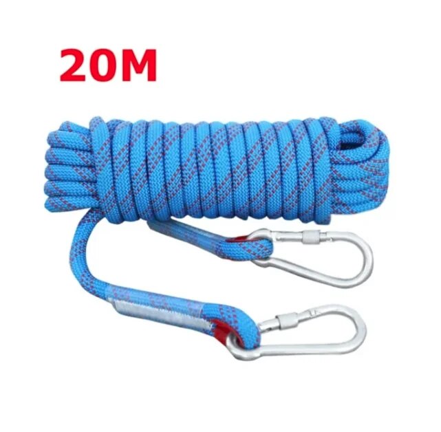 Tomshoo 10 mm Kletterseil, 10 m/20 m/30 m, statisches Rapelling-Seil für Höhle Außenbereich, für Feuerrettung, Sicherheit, Fluchtklettern, Zubehör: Licht Grün
