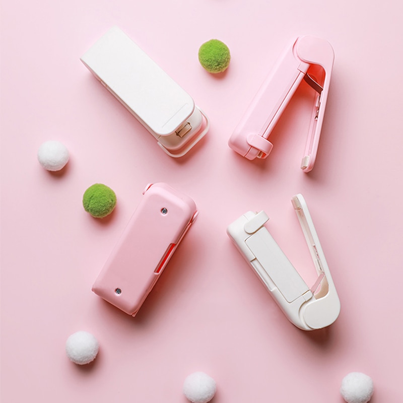 1 Pcs Roze Draagbare Voedsel Zak Clips Keuken Thuis Opslag Draagbare Mini Sluitmachine Praktische Gadgets